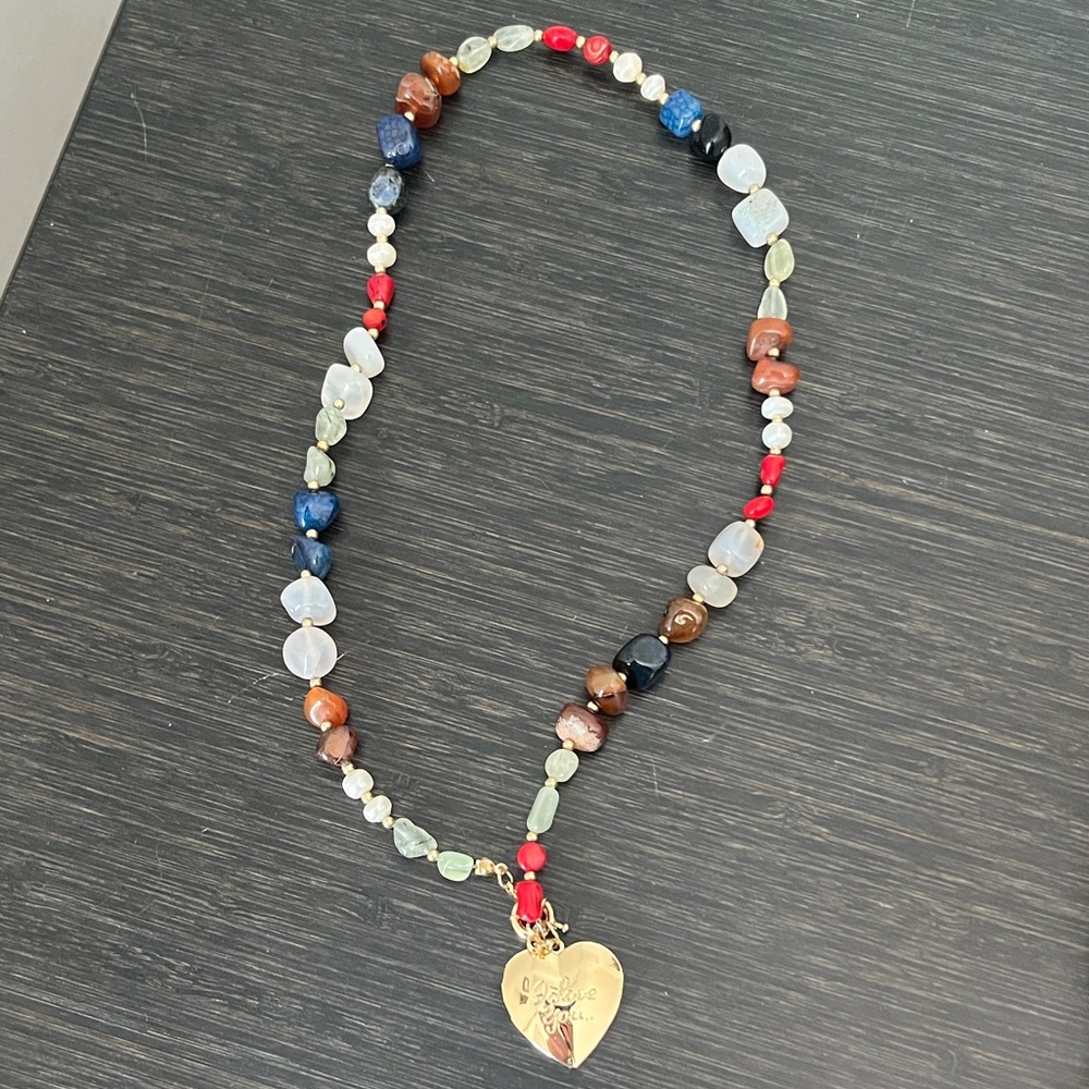 The Sage Vintage lovely stones heart I love you locket necklace